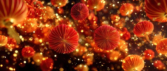 Floating red orbs in bokeh