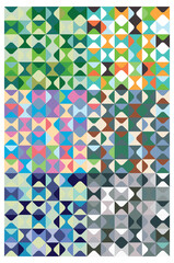 A colorful repeat grid of diamond shapes in various shades creating a vibrant geometric pattern.


