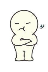 A simple full-body image of an angry person with their arms crossed.