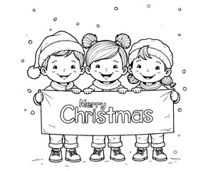 kids Merry Christmas Coloring Page