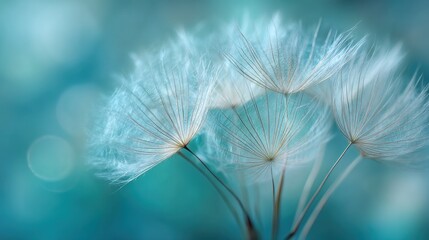 Delicate dandelion seeds against a teal backdrop (2)