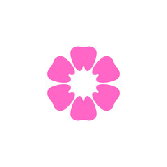 Beautiful Pink Flower Tooth Icon Logo Vector Design