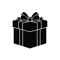 Monochrome Delight A Gift Box Illustration Showcasing a Bow Topped Present for Celebrations and Special Occasions in Simple Design Style