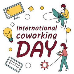 INTERNATIONAL COWORKING DAY vector illustration