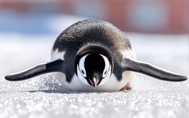 Gentoo penguin on ice