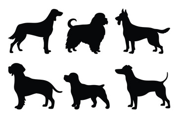 Dog Breed silhouettes set Vector illustration on white background