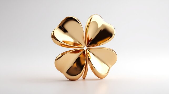 Polished golden four-leaf clover