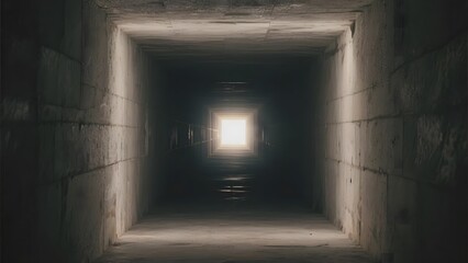 Fototapeta premium Illuminated Tunnel: Light at the End of a Dark Passage