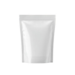 Blank white stand up pouch with zipper isolated on transparent background