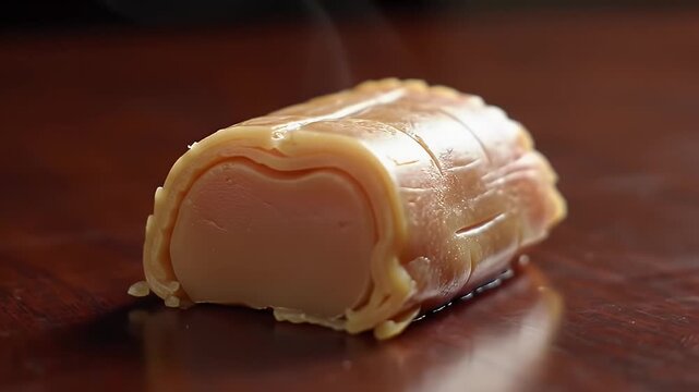 Delicious Thong Ek Golden Thai Dessert on Wooden Table in High Definition Under Professional Lighting Traditional Sweet Treat Gourmet Confectionery and Luxurious Bakery Promos