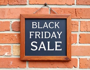 Obraz premium Framed Black Friday Sale announcement board against a brick background