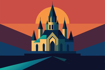 Naklejka premium church silhouette vector illustration