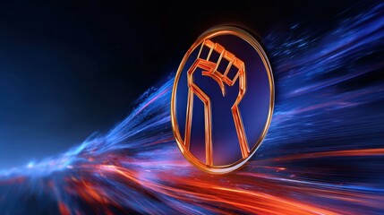 Dynamic fist symbol in motion