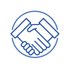 Blue Business handshake agreement icon isolated on white background