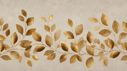 Gold leaf branches on light beige background