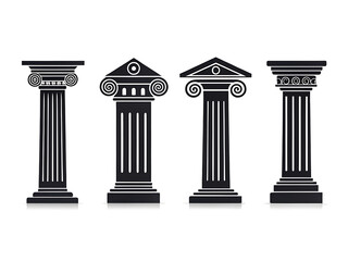 Obraz premium Four silhouette greek ionic and corinthian columns set