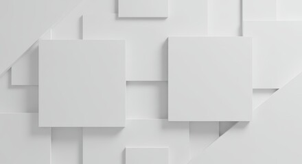 Minimalist White Geometric Wall Decor with Square Panels in Modern Interior