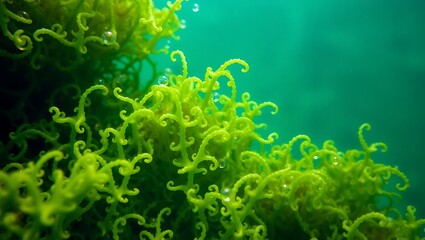 Top View of Vibrant Green Underwater Algae &ndash; Perfect for Backgrounds & Textures