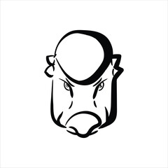 Lineart Pachycephalosaurus Vector Illustration Minimalist Lineart Style