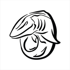 Lineart Mosasaurus Vector Illustration Minimalist Lineart Style