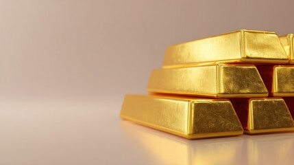 Gold bars stacked in a pyramid shape
