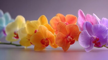 Orchid palette in flower tempo concept. Vibrant orchids in various colors, showcasing natural beauty. © Thamonchanok