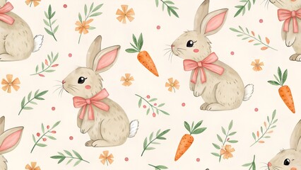 easter seamless background with rabbits