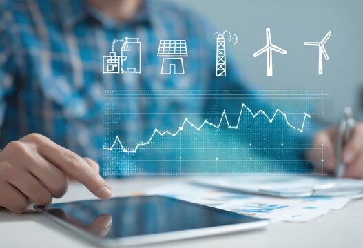 Green Energy Business Technology on Tablet