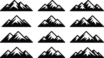 Mountain Peaks Silhouette Collection mountains black