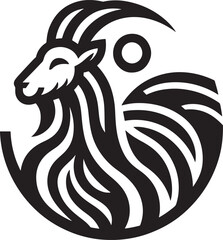 Goat head logo design vector. Zodiac symbol of the year