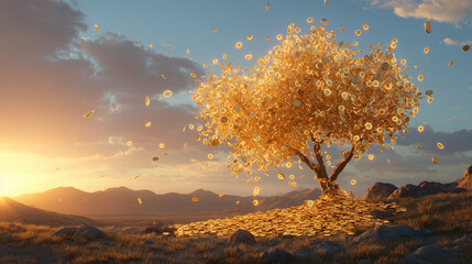 Dreamlike Scene With Shimmering Tree