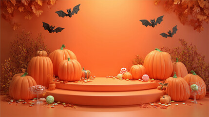 Halloween Background With Bright Decorations