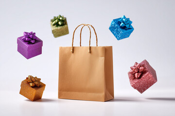 Kraft Bag in Studio With Gift Boxes