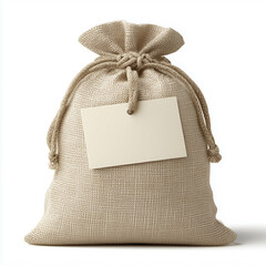 Rustic Sack With Blank White Card