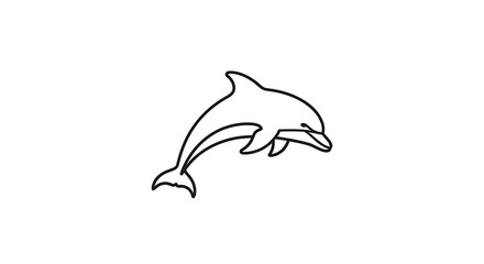 Fototapeta premium Dolphin Silhouette Line Drawing on White Background
