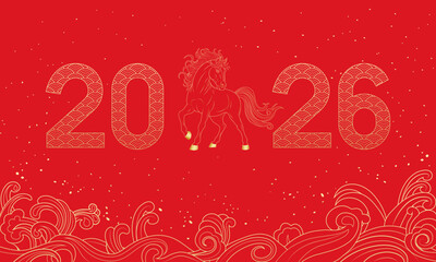 Red cover for 2026 Chinese Year of the Horse