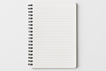 Writing Productivity Inspiration Clean Spiral Notebook Top View Journal Minimalist Design White Background