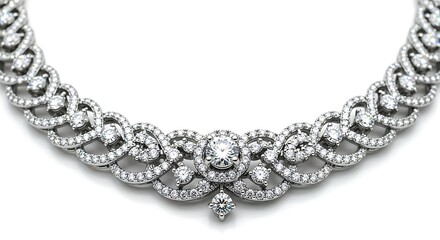 Obraz premium Elegant Silver Diamond Necklace with Intricate Design for Formal Events