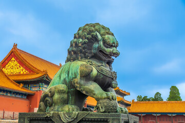 Bronze Lion at the Forbidden City in Beijing