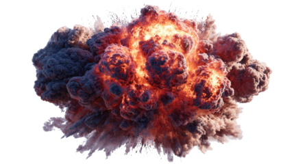 Top View of Realistic Explosion on a White Background with Transparent Elements
