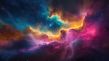 Obraz premium Cosmic Tapestry: A Vibrant Nebula of Interstellar Gas and Star Formation