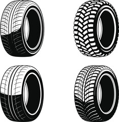 Four different types of vehicle tires in a grid layout © NASRIN