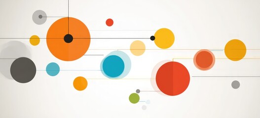 Abstract geometric design with interconnected circles and lines, bright colors