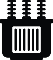 Simple black silhouette icon of an electrical transformer