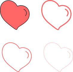 set of hearts hand drawn