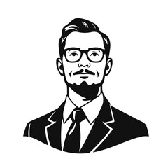 Man icon, businessman avatar vector, office worker icon, hipster face design, graphic male portrait, businessman avatar, bearded man, office worker, hipster face, male portrait