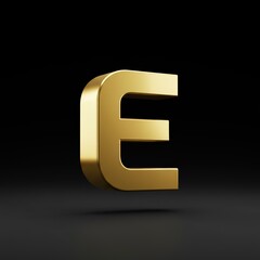 Obraz premium Shiny gold letter E shines with luxurious elegance against a sleek black backdrop