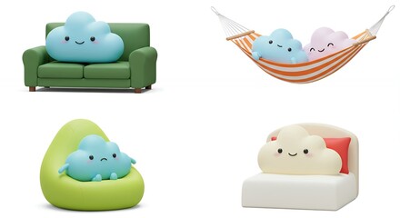 Cute cloud shaped decorative objects