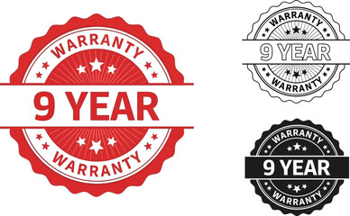 Obraz premium Nine year warranty seal badge vector design product guarantee