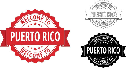 Obraz premium Welcome to puerto rico seal vector travel destination design